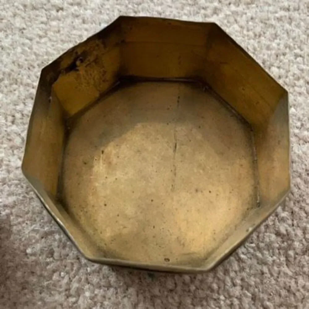 Brass 3” Octagon Trinket Box With Lid Made In India